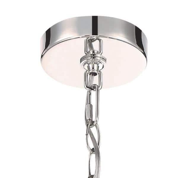 Cape Coral Polished Nickel 4-Light Drum Pendant with White Fabric Shade