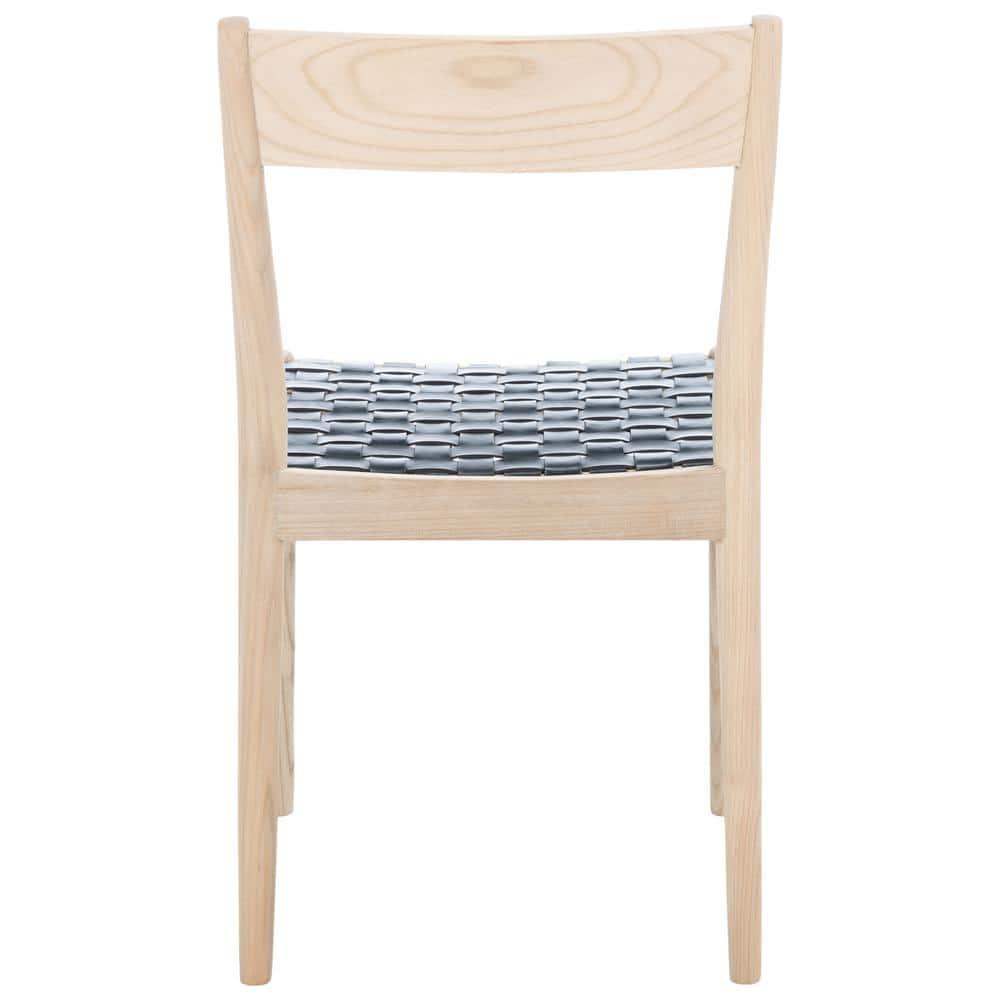 Eluned Leather Dining Chair (Set Of 2) - Black/Natural - Safavieh