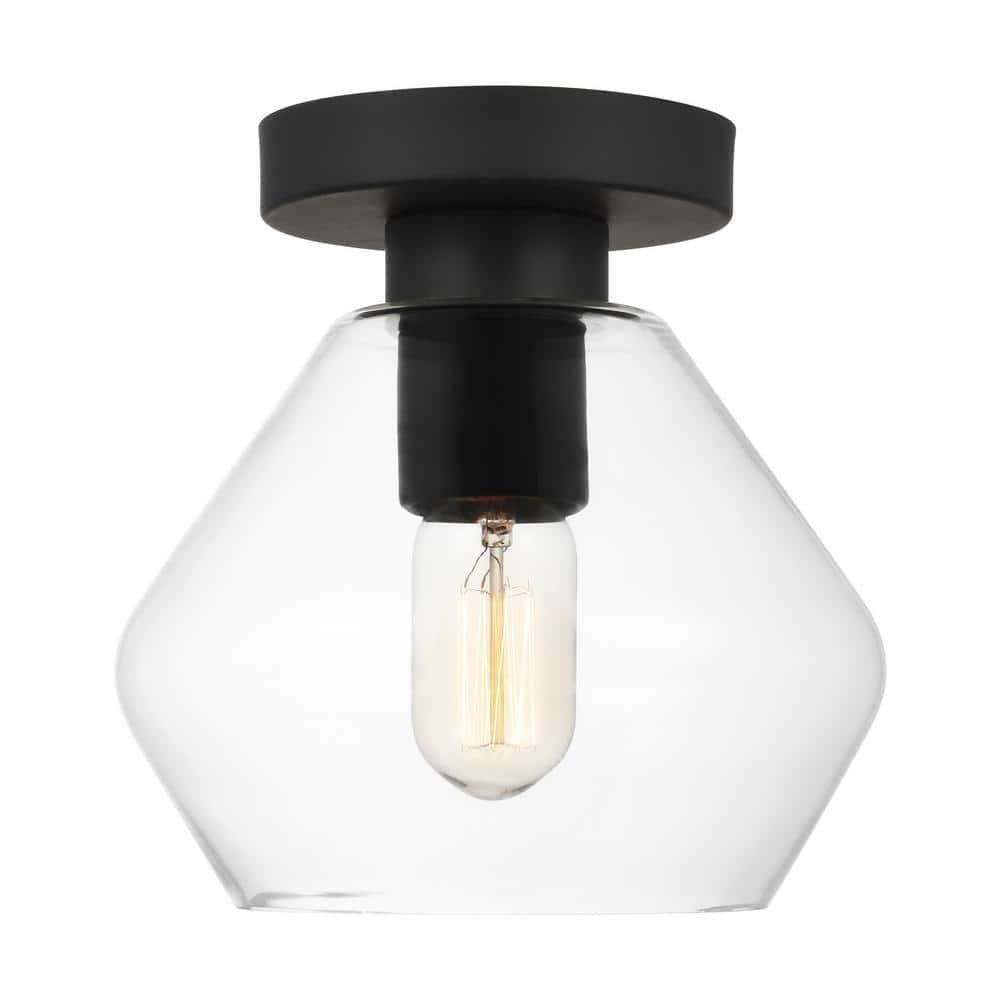 Rooks Single Light Glass Semi Flush Mount