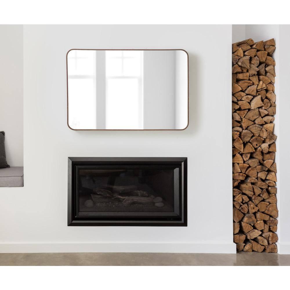 Kate and Laurel Zayda Radius Rectangle Framed Wall Mirror, 24x36, Walnut Brown