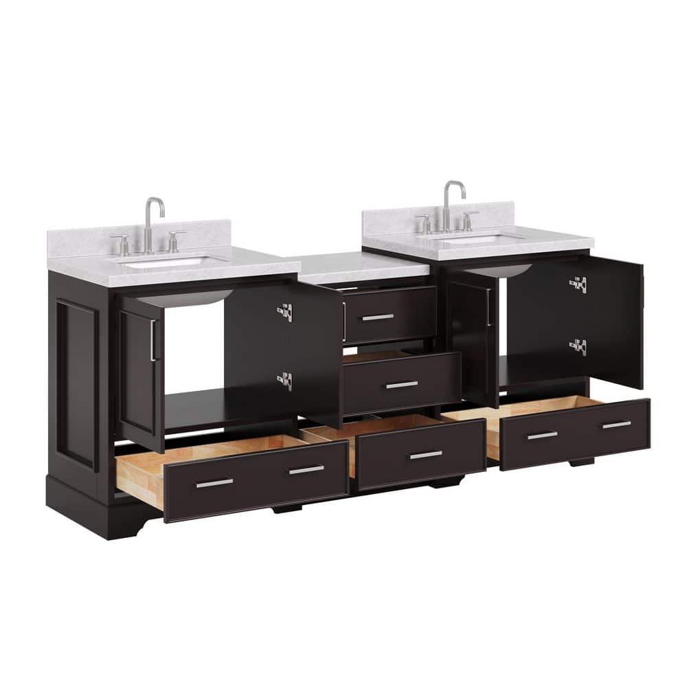 Ariel Stafford 85 in Double Sink Vanity Set in Espresso