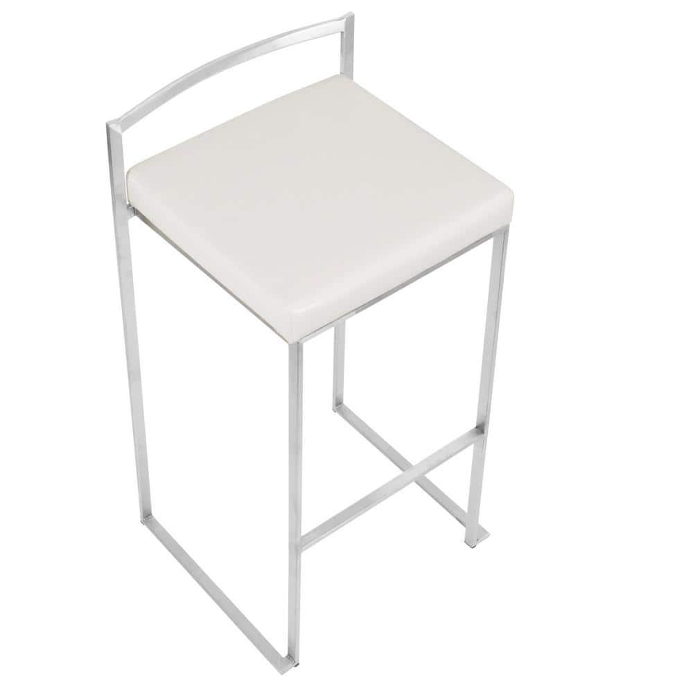 Fuji White Stackable Bar Stool (Set of 2)