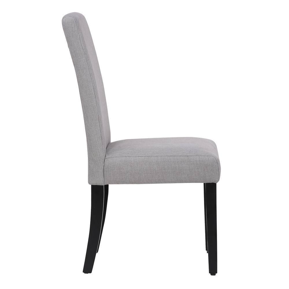 High Gray Upholstered Parsons Side Chair with Linen and Wood