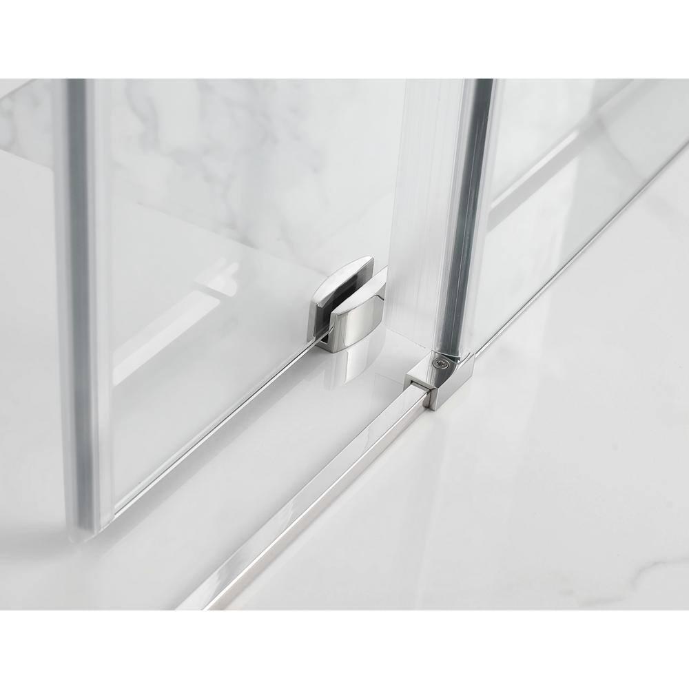 Coraline XL 44 - 48 in. x 80 in. Frameless Sliding Shower Door with StarCast Clear Glass in Polished Chrome Right Hand