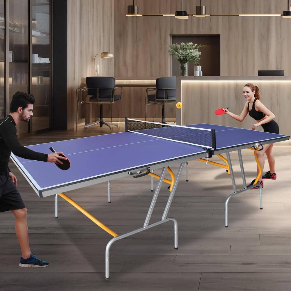 8ft Foldable Pong Table Set with Net, 2 Paddles & 3 Balls - Indoor/Outdoor Game Table for Mid-Size Spaces