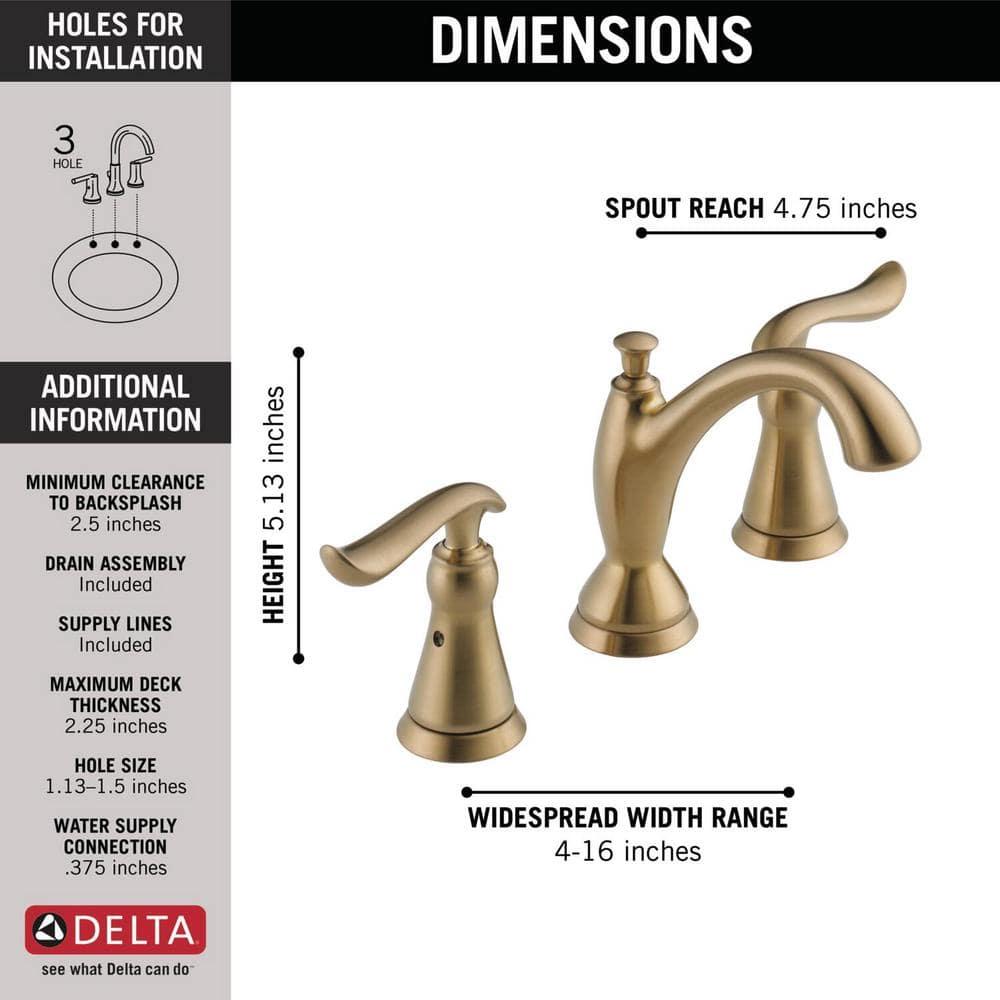 Linden Widespread Bathroom Faucet 3 Hole, 2-handle Bathroom Sink Faucet with Drain Assembly