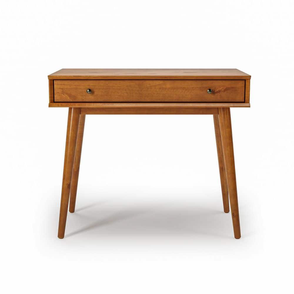 Camaflexi Mid Century Modern Desk Solid Wood Writing Table for Small Spaces, Brown