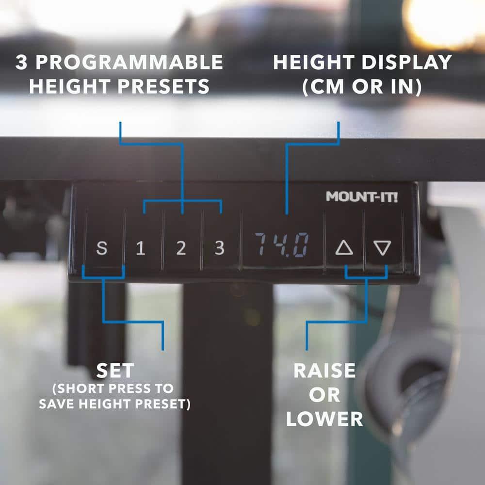 Mount-It! Electric Height Adjustable Desk for Corners, Automatic Standing Desk with Smooth Ergonomic Height Adjustment from 28.3" to 47.2"