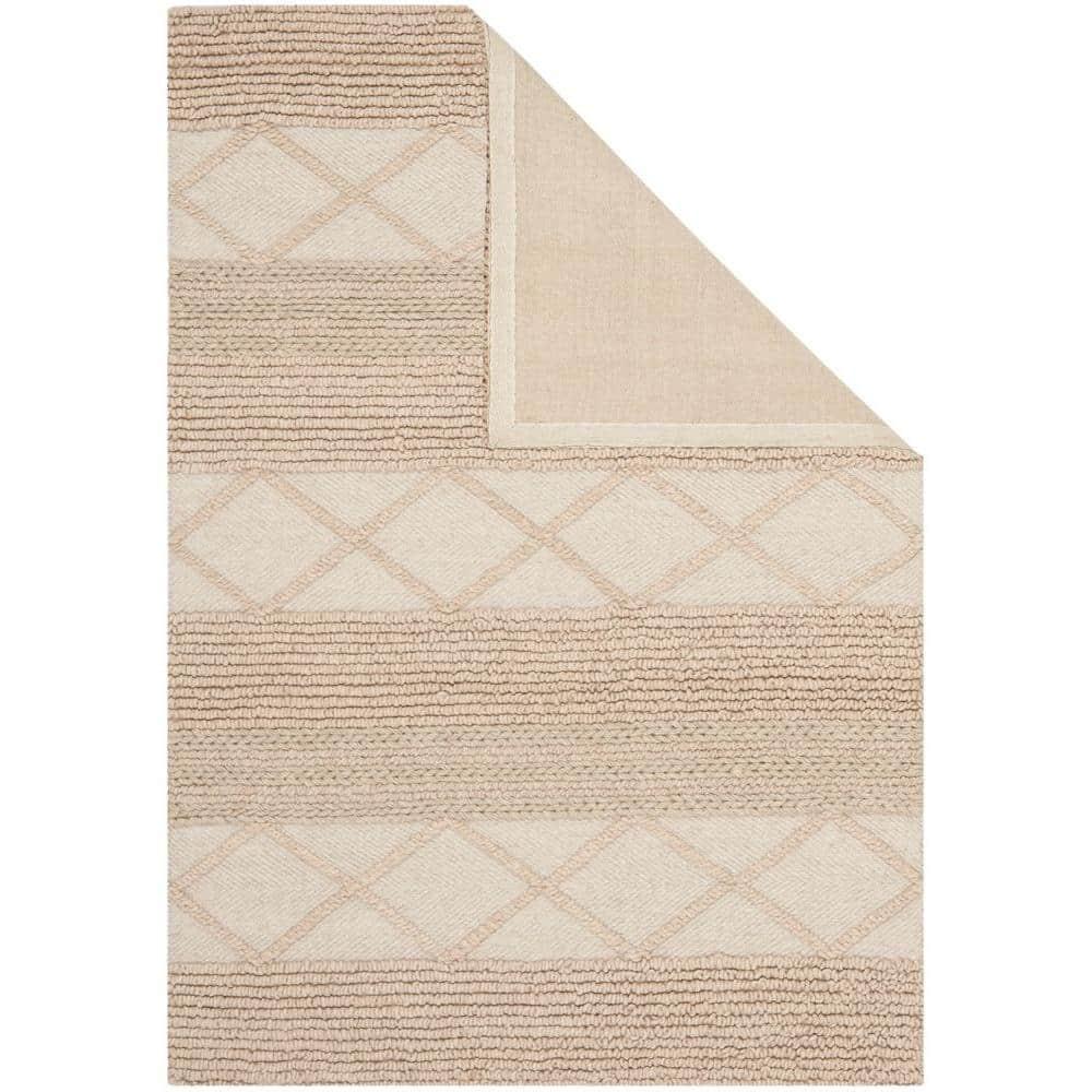 Highland Dunes Tulane Natura Hand Woven Wool/Cotton Geometric Rug in Beige