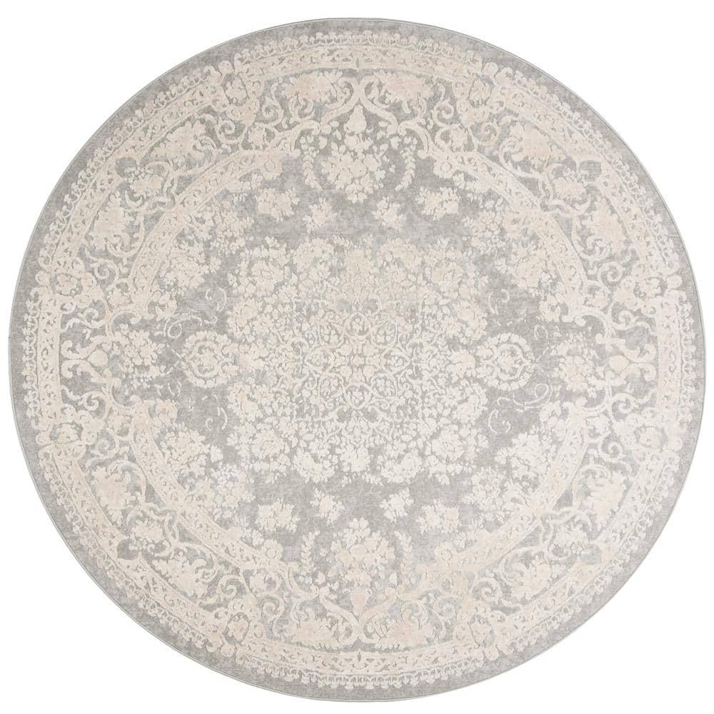 Reflection RFT664 Power Loomed Indoor Area Rug - Light Grey/Cream - 6'7" round - Safavieh.