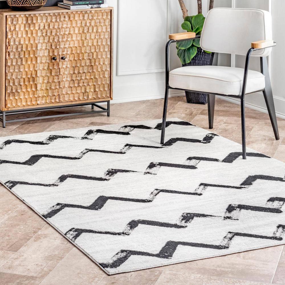 Nuloom Addison Chevron 9x12 Indoor Area Rug for Living Room Bedroom Dining Room Kitchen, Grey/Ivory
