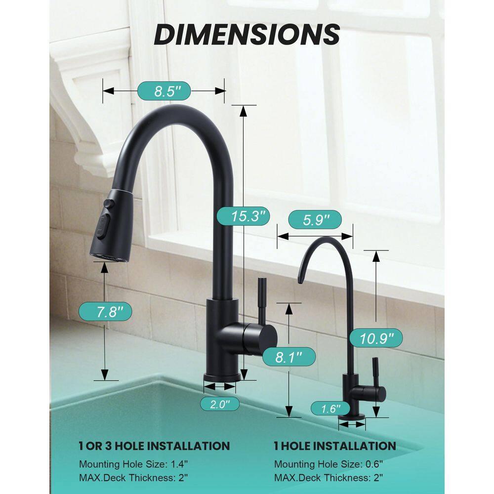 ARCORA ARCORA Stainless Steel Pull-Down Kitchen Faucet and Water Filter Faucet Combo AR7100301B-L