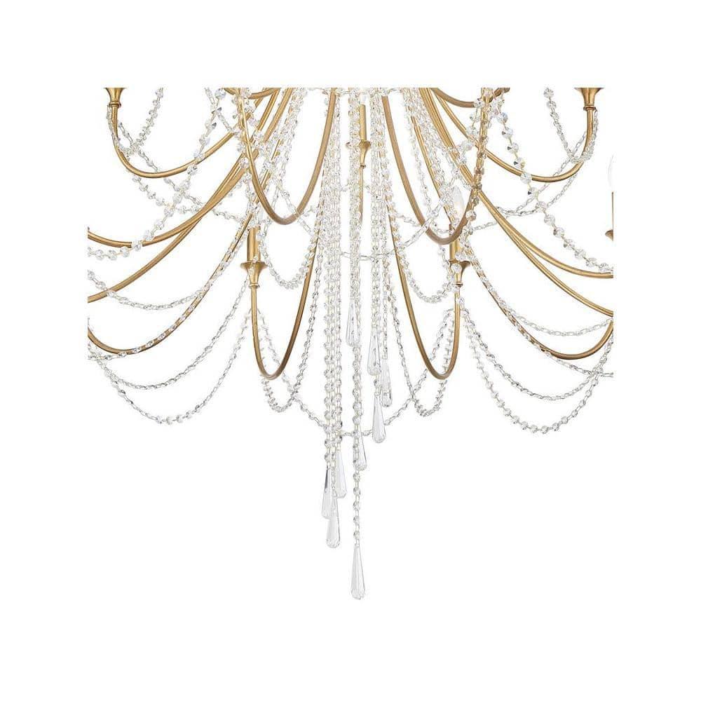 Crystorama Arcadia 15 Light Antique Gold Chandelier - 46.25"W x 54.75"H