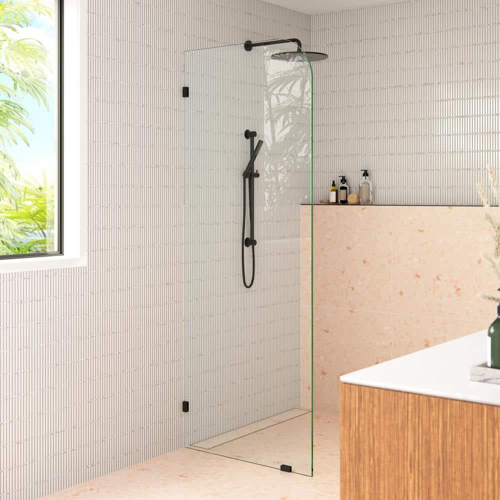 Solaris 36 in. x 78 in. Fully Frameless Radius Single Fixed Shower Panel