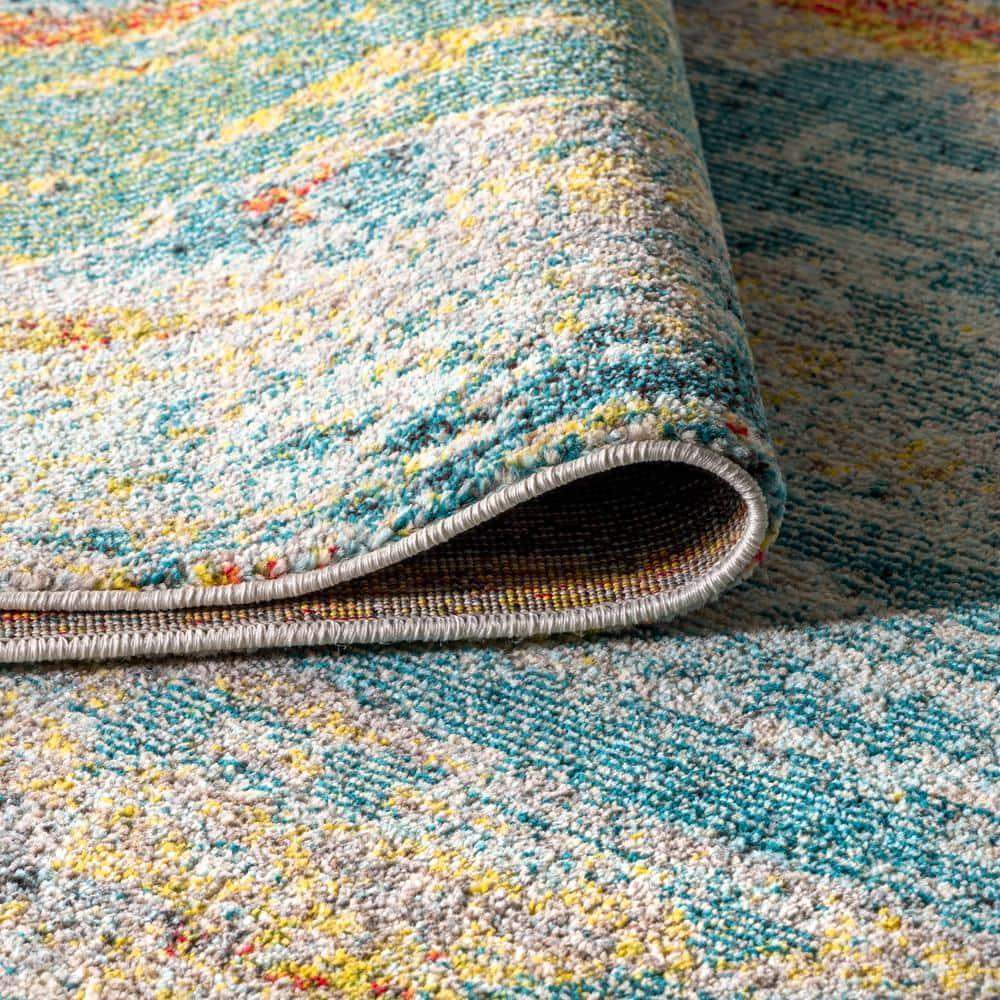 JONATHAN  Y Contemporary POP 5 x 8 (ft) Loomed Polypropylene Blue/Cream/Yellow Rectangular Indoor Abstract Bohemian/Eclectic Area rug