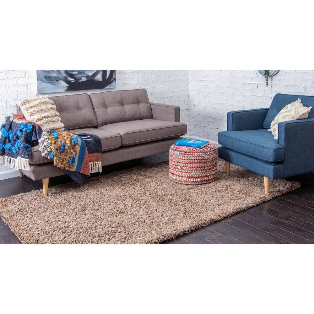 Unique Loom 4' 0 x 6' 0 Solid Shag Sandy Brown Area Rug