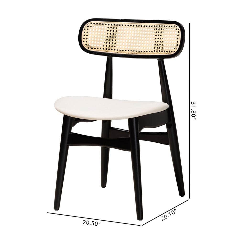 Bayou Breeze Set of 2 Black Wood Dining Chairs with Rattan Backrest (Set of 2)