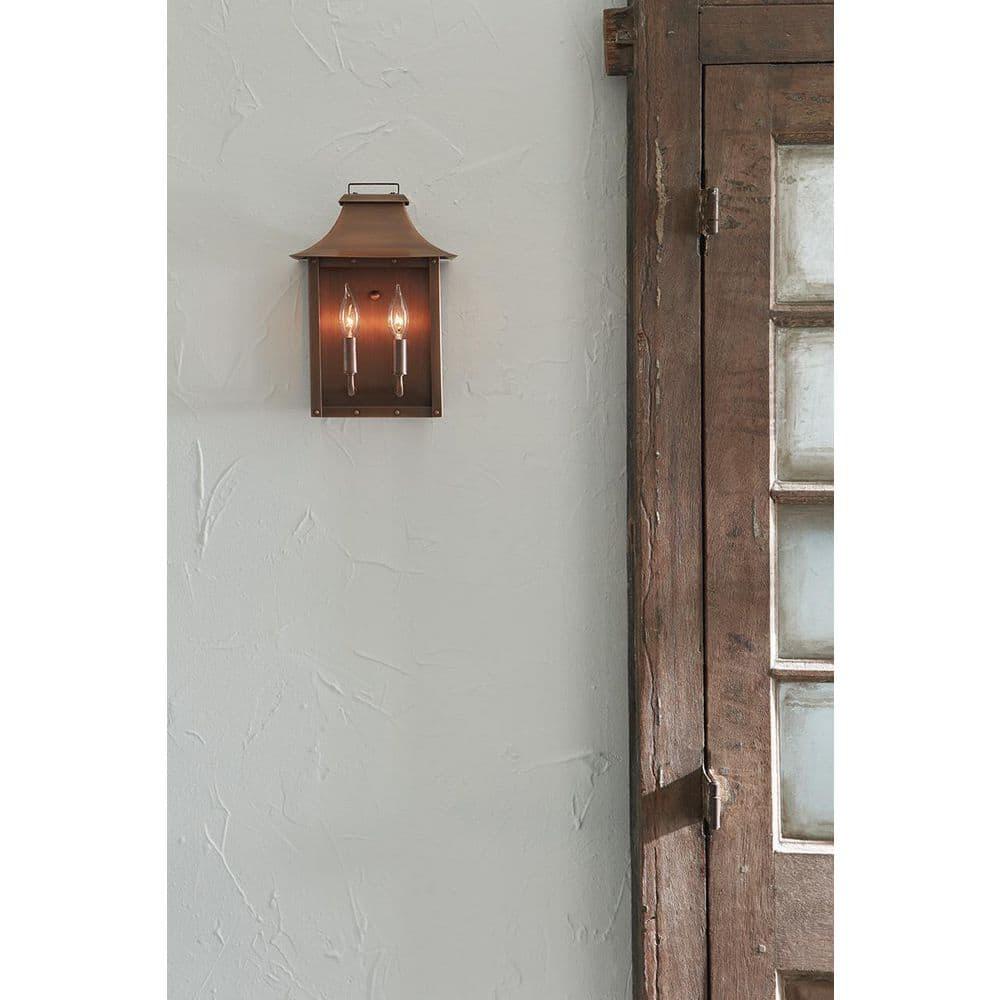 13.5 x 9.25 x 9.25 in. Manchester 2-Light Copper Patina Pocket Wall Light