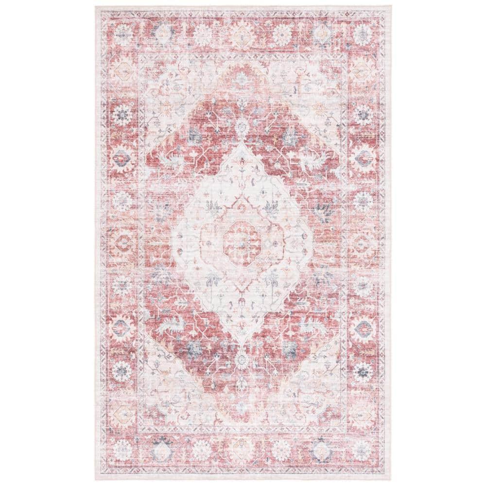 Arizona ARZ517 Power Loomed Machine Washable Area Rug - Light Red/Beige - 5'x8' - Safavieh.