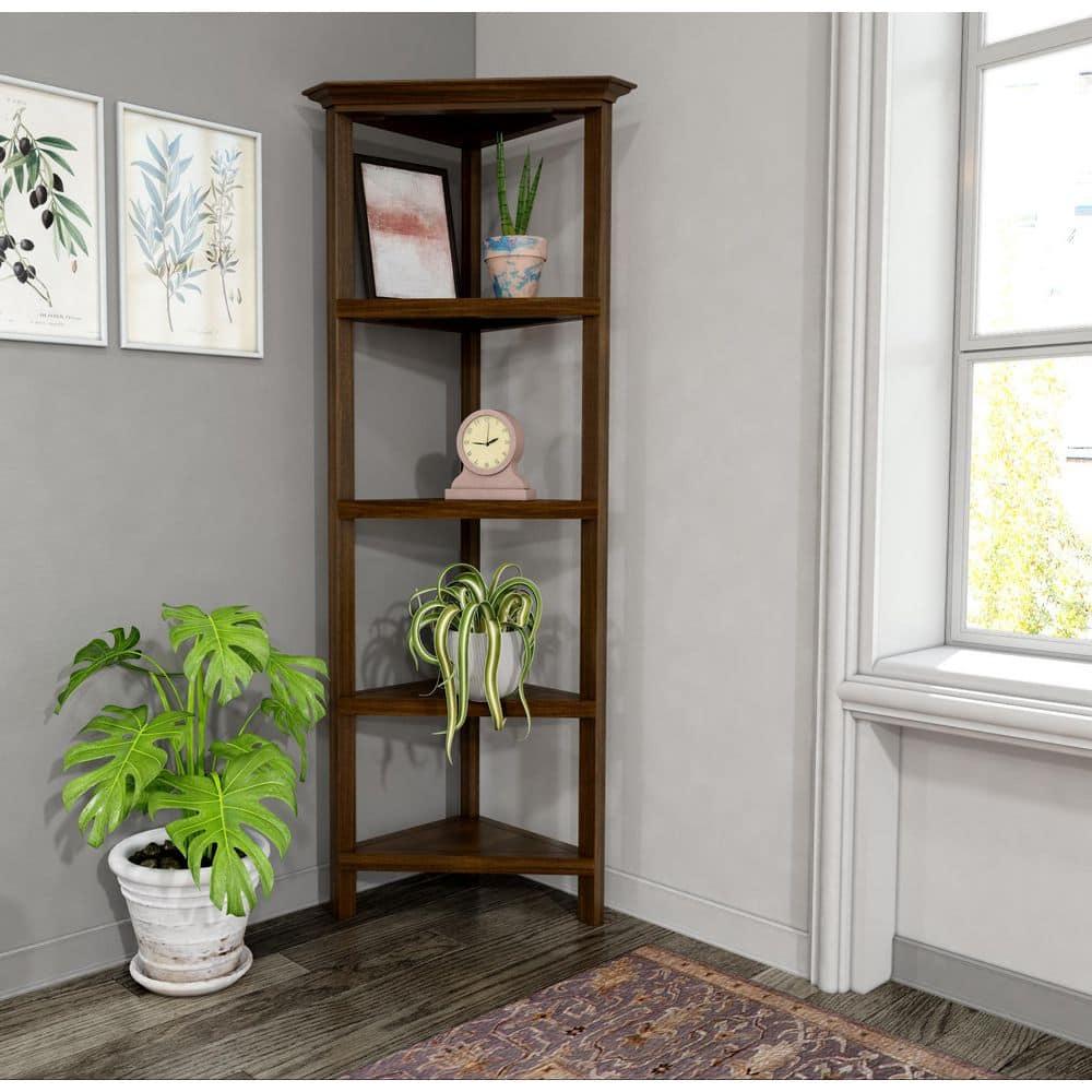 NewRidge 4-Tier Corner Wooden Bookcase Walnut
