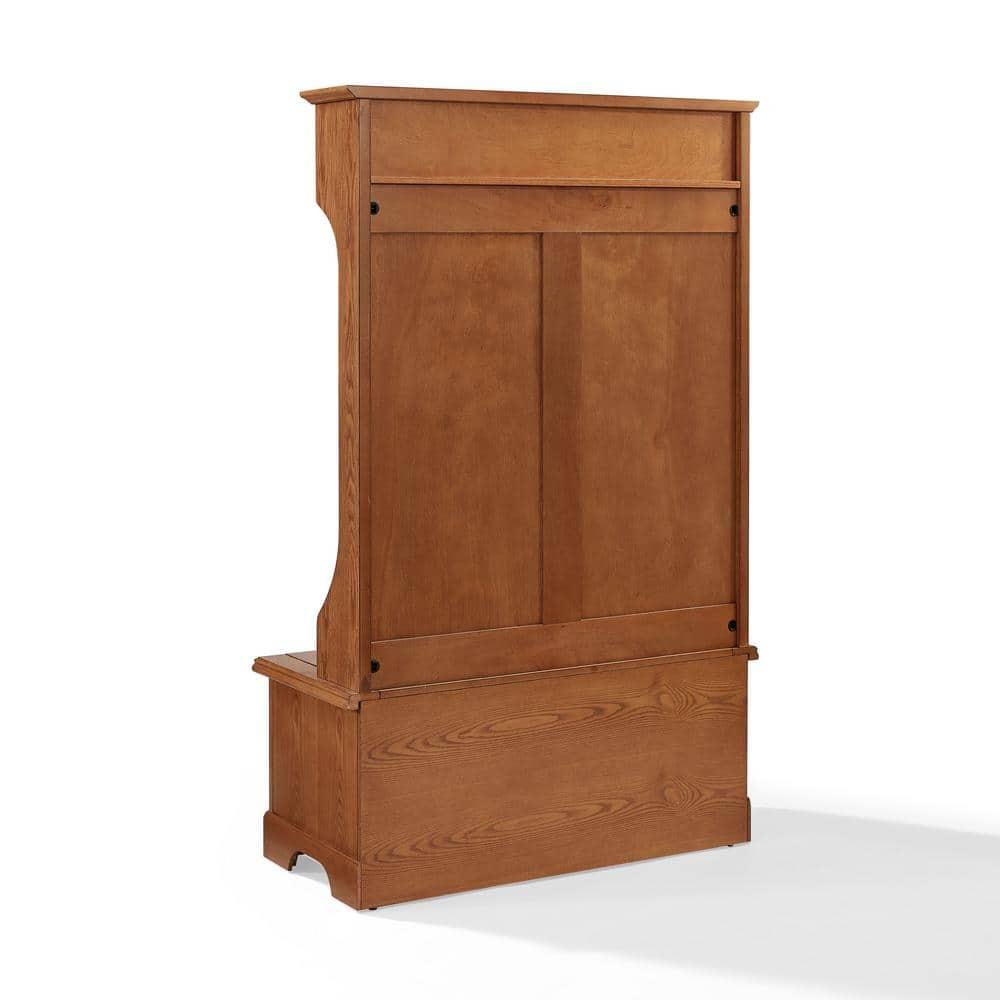 Campbell Hall Tree Oak - Crosley: Spacious Bench, 4 Double Hooks, Shoe Storage