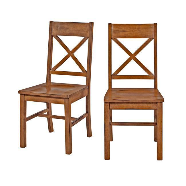 Walker Edison Traditional Wood Dining Chair, Set of 2, Antique Brown