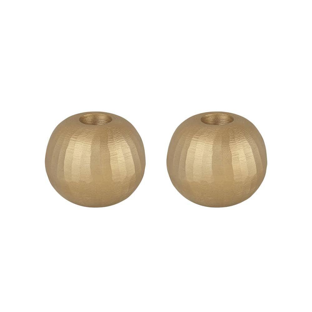 Brass Plated Aluminum Round Tabletop Candle Holders, Set of 2