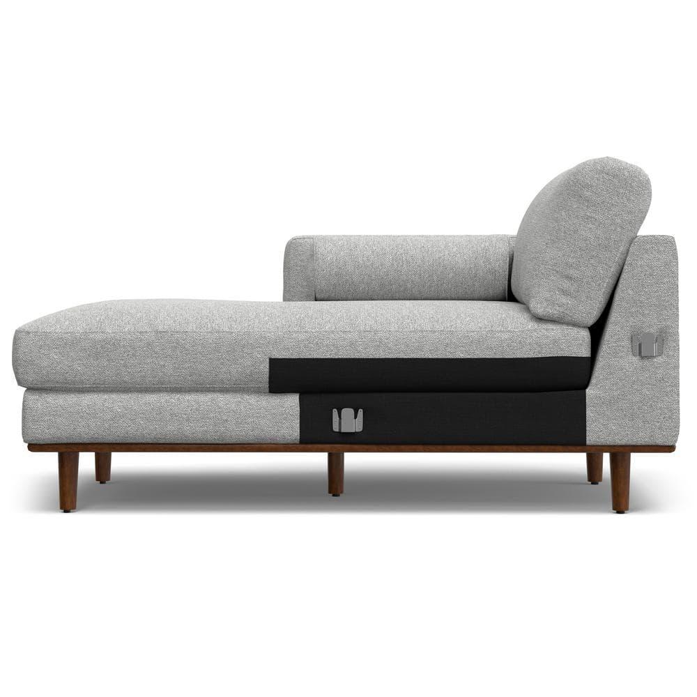 Simpli Home Morrison Large Left Sectional Sofa,Mid-Century Modern Couch with Chaise Lounge and Eco-Friendly Woven-Blend Fabric