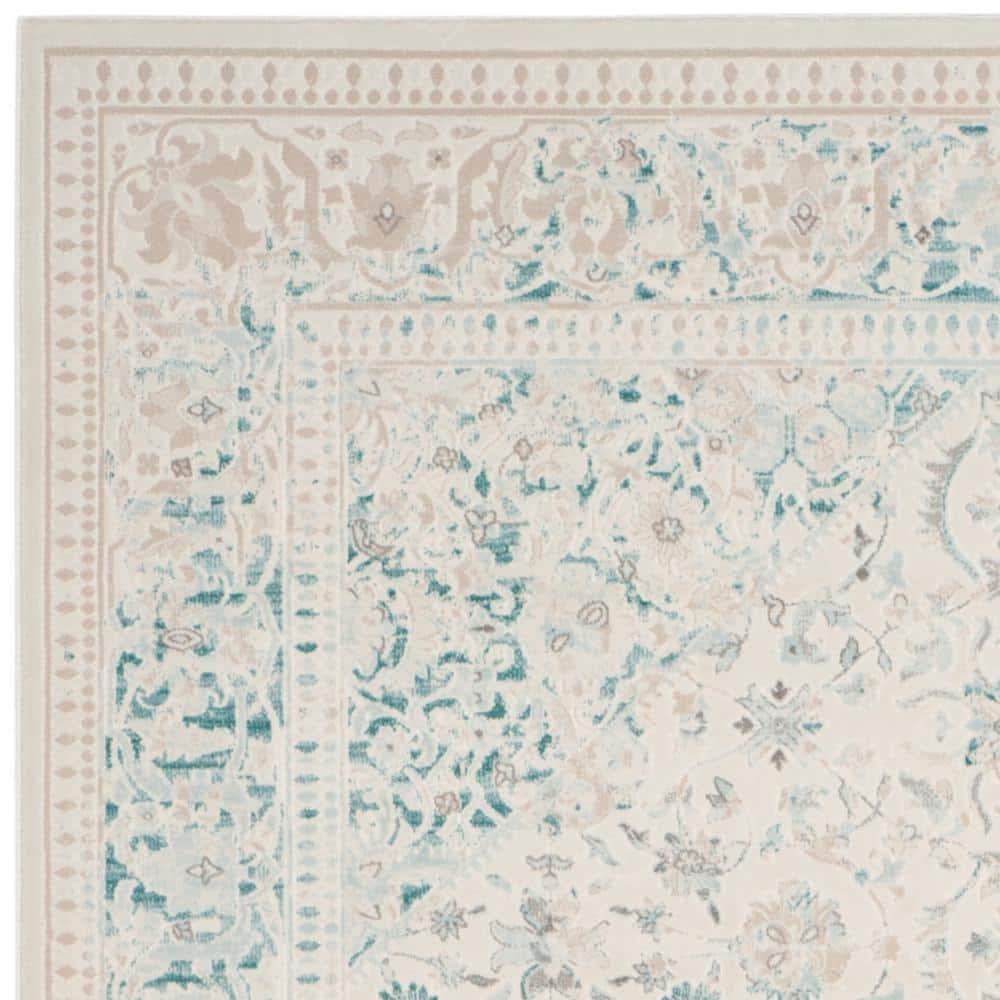 SAFAVIEH Passion Collection Area Rug - 8' x 11', Turquoise & Ivory, Vintage Distressed Design, Non-Shedding & Easy Care, Ideal for High Traffic Areas in Living Room, Bedroom (PAS405B)