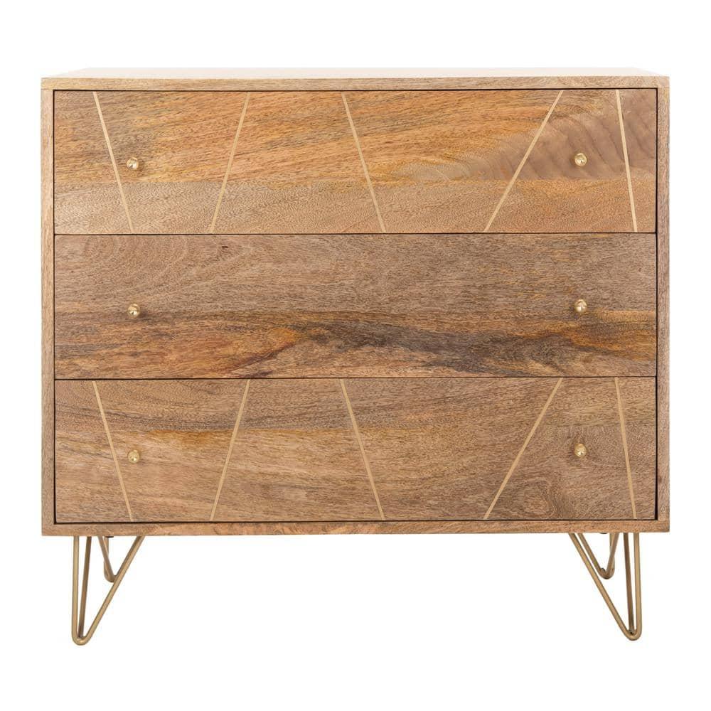 Marigold 3 Drawer Chest - CHS9001 - Natural/Brass - Safavieh