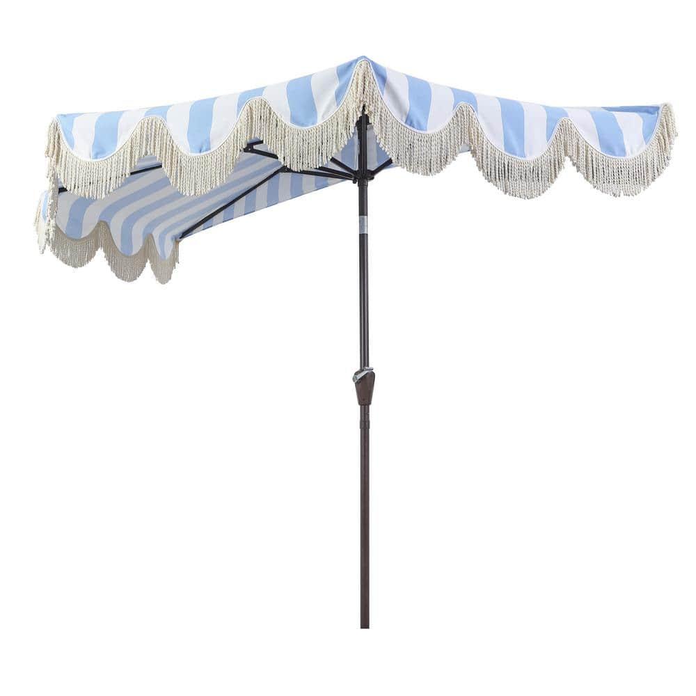 Arlmont & Co. Tasheba 9 ft. Classic Scalloped Fringe Half Market Patio Umbrella with Crank, and UV Protection