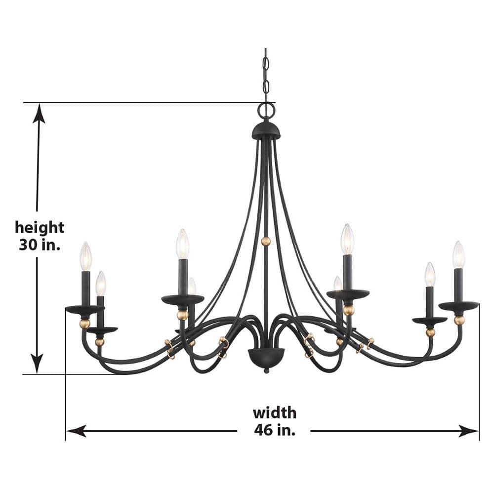 Westchester County Sand Coal and Skyline Gold Leaf 8-Light Chandelier