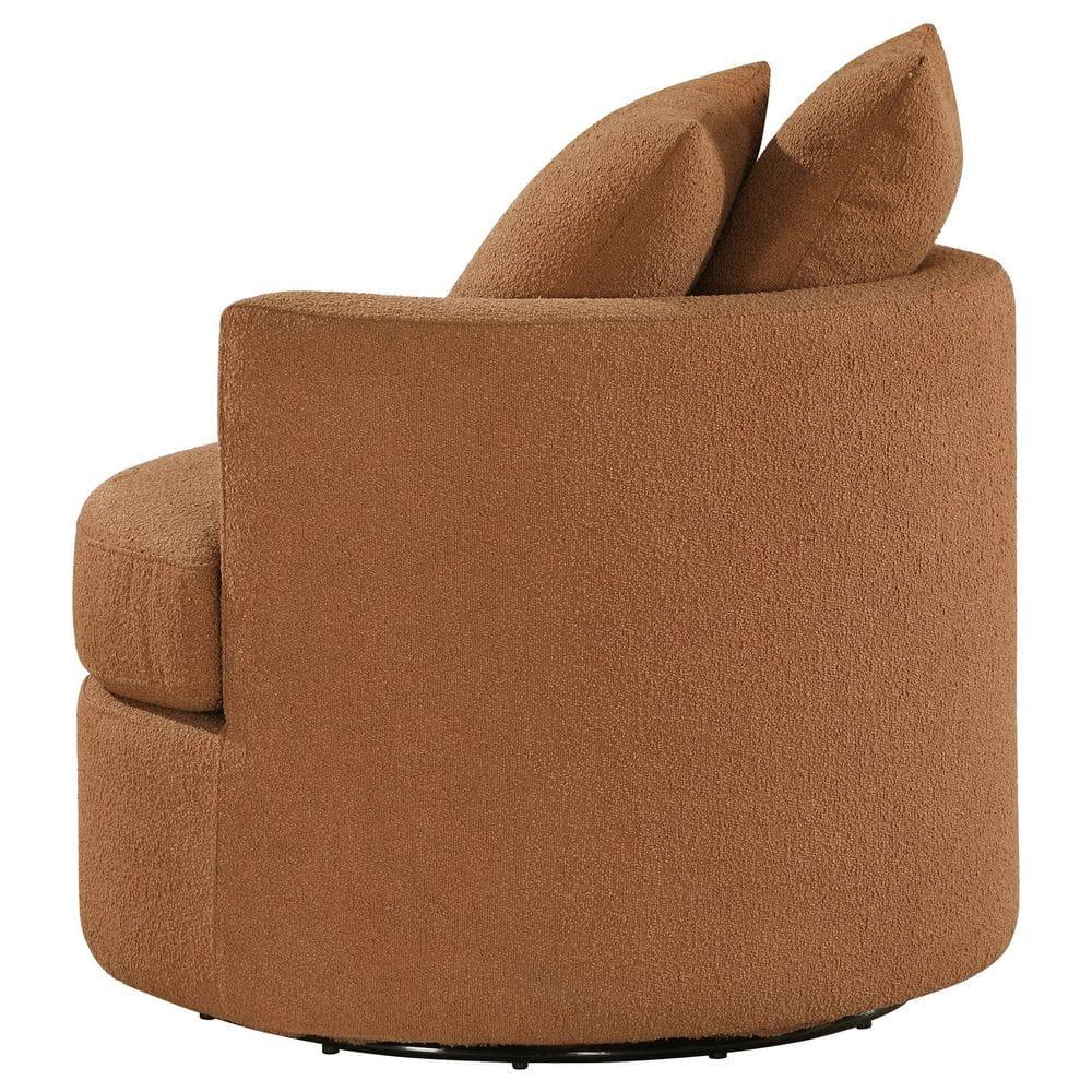 Coaster Debbie Transitional Fabric Upholstered Swivel Accent Chair Burnt Orange