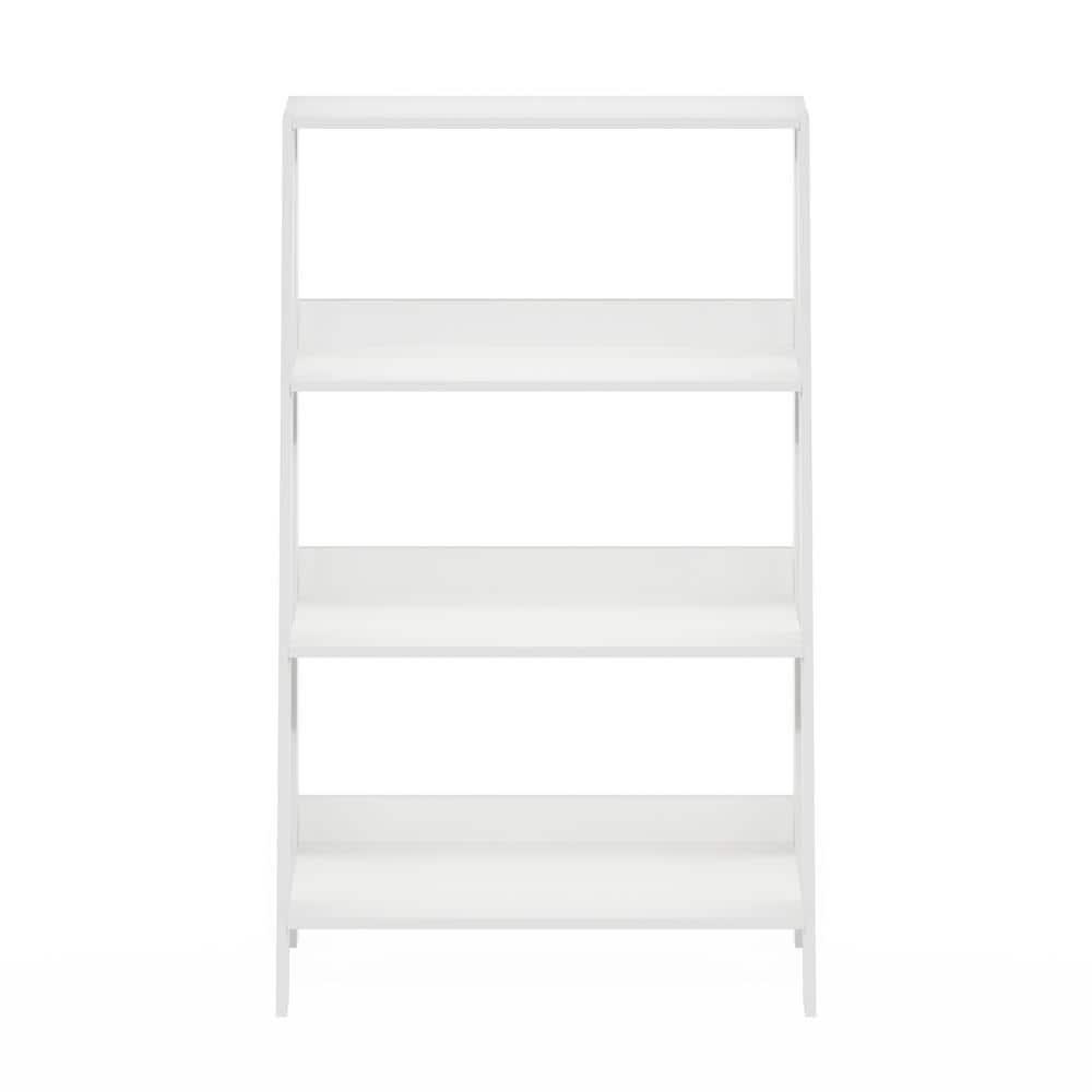 White 4-Tier Wooden Ladder Bookcase Display Shelf