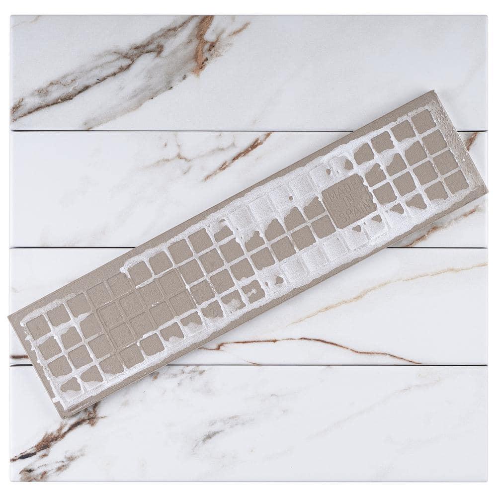 Elegance Gold Subway 3.15 in. x 12.99 in. Matte Porcelain Marble look Floor and Wall Tile (9.04 sq. ft./Case)