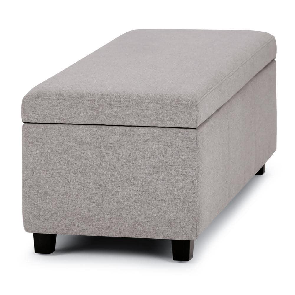 Simpli Home Avalon Storage Bench in Cloud Gray
