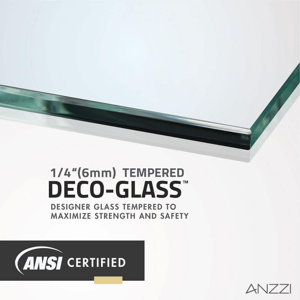 ANZZI Series 34 in. x 78 in. Fixed Frameless Shower Door in Matte Black with Tsunami Guard Tempered Clear Glass