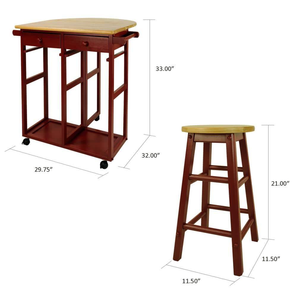 Casual Home Breakfast Cart with Drop-Leaf Table