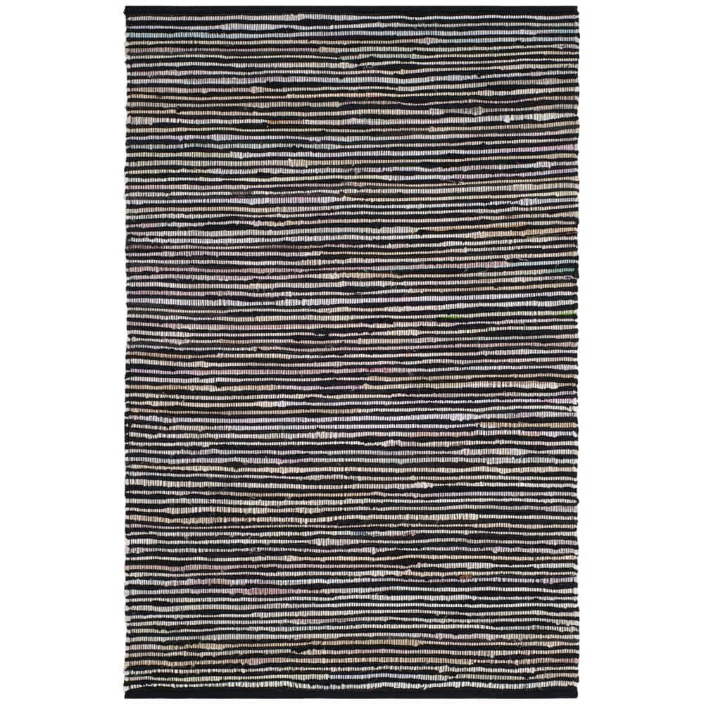 Rag Rug RAR130 Hand Woven Indoor Area Rug - Black/Multi - 4'x6' - Safavieh.