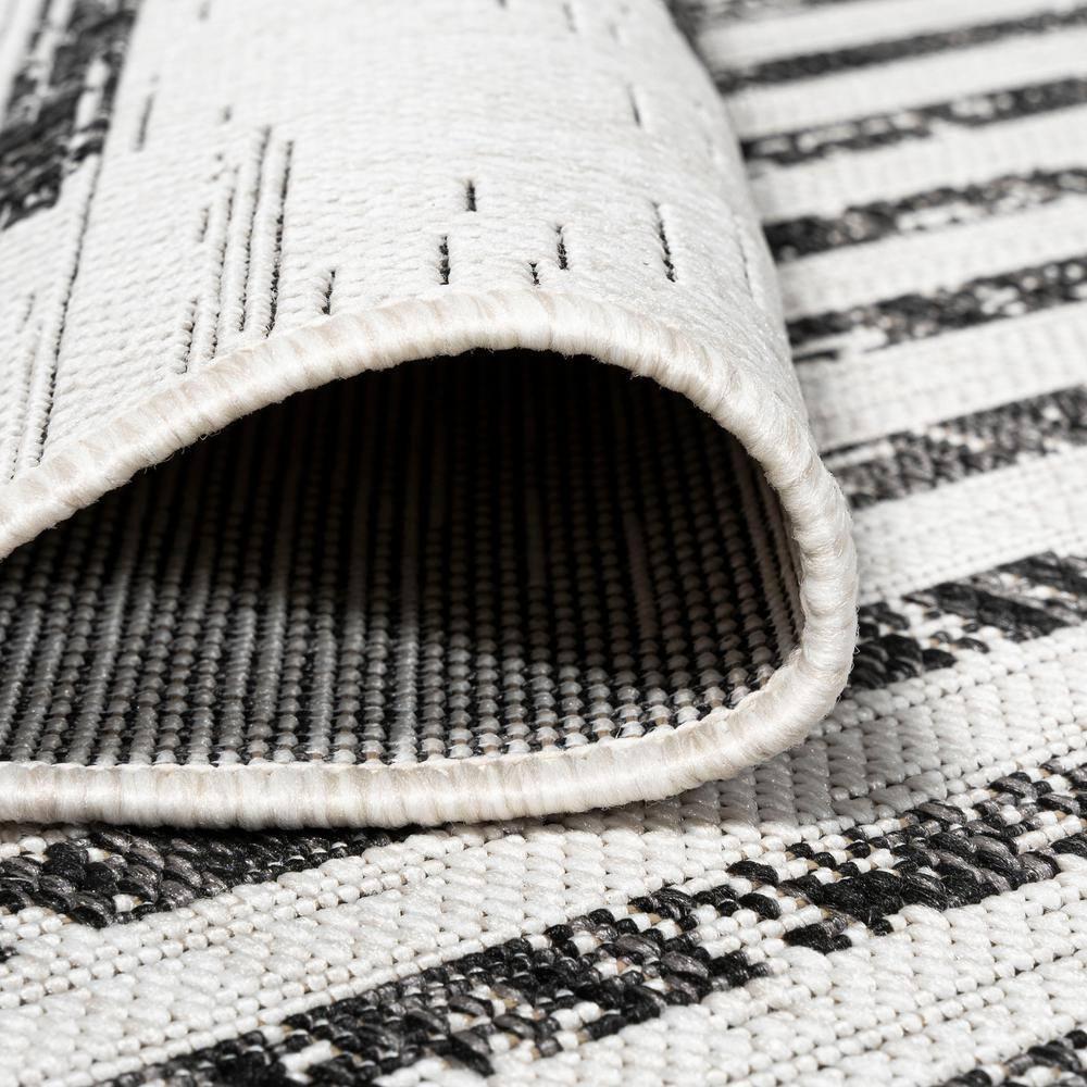 3'x5' Zolak Berber Stripe Geometric Indoor/Outdoor Area Rug, Ivory/Black - JONATHAN Y