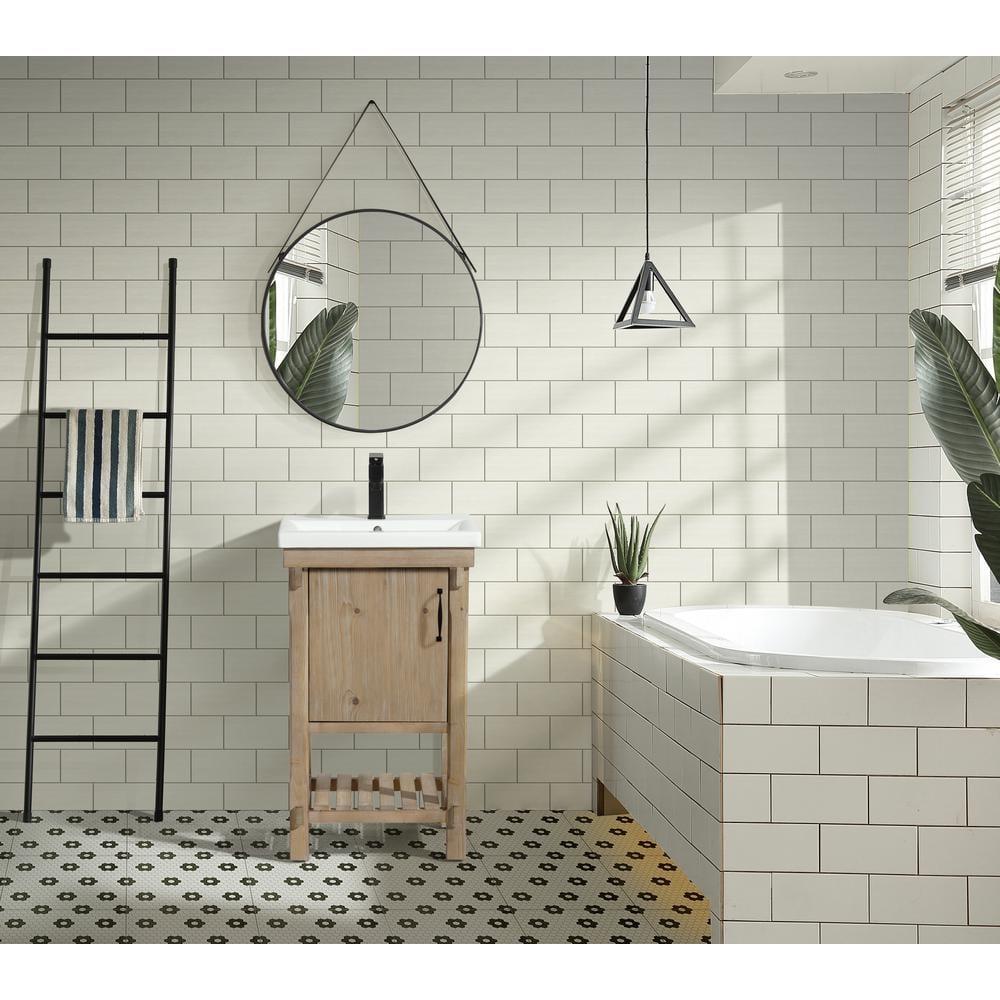 Marina 20 in. W x 15.5 in D Bath Vanity in Weathered Fir with Ceramic Vanity Top in White with White Basin