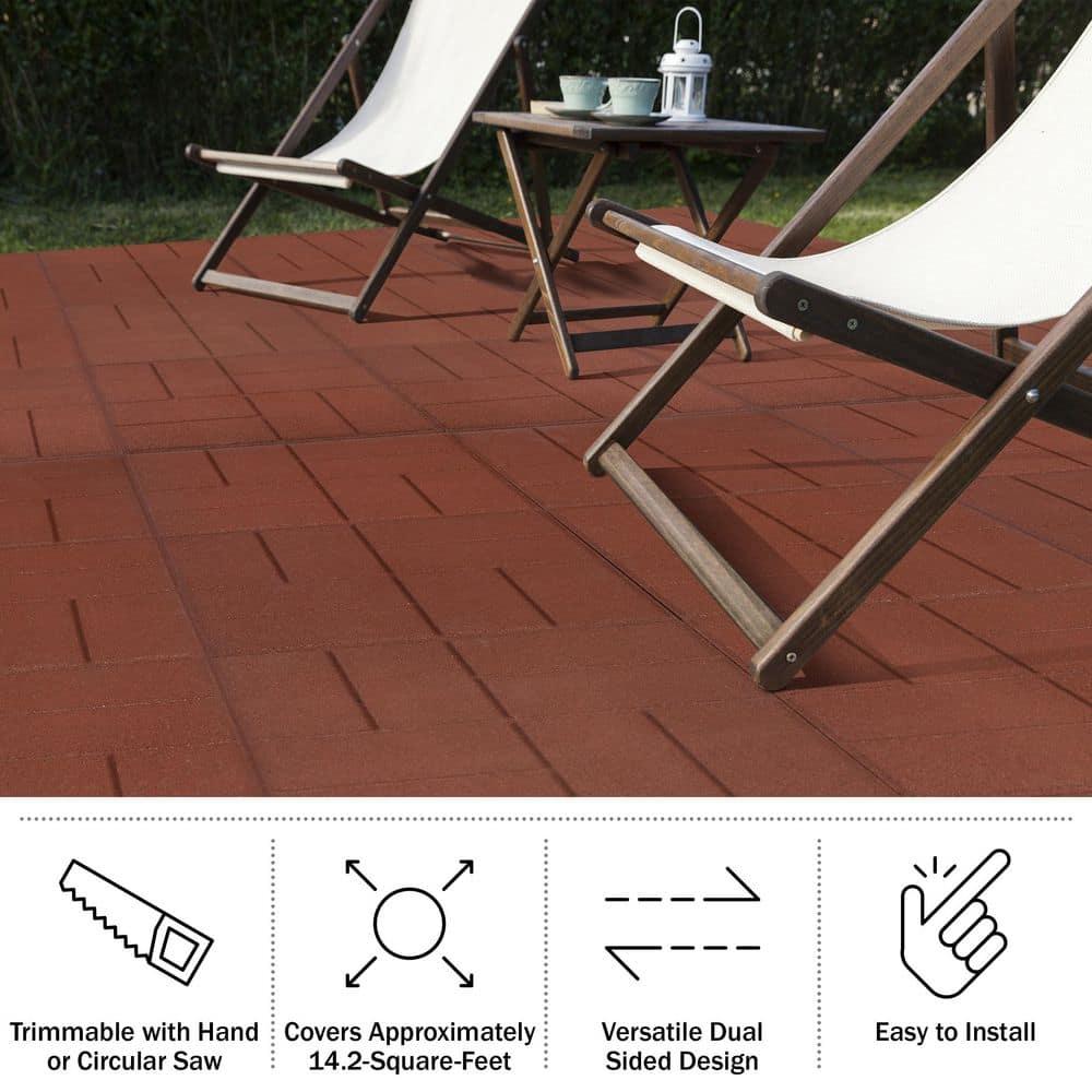 Pure Garden Deck Tiles 8-Pack - Dual-Sided Outdoor Flooring Tile - 28SQFT Rubber Pavers for Outside Patio, Garden Walkway, Balcony, or Shed