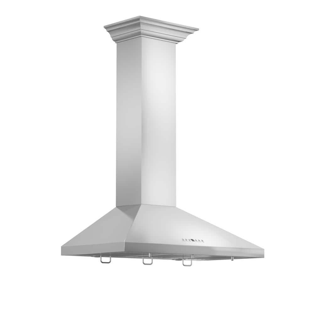 ZLINE KL2CRN-30 ZLINE 30 in. Convertible Vent Convertible Vent Wall Mount Range Hood in Stainless Steel W/ Crown Molding (KL2CRN-30)