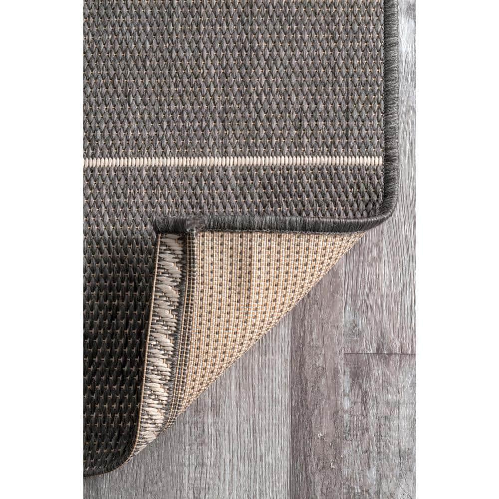 Nuloom Alaina Striped 4x6 Indoor/Outdoor Area Rug for Living Room Patio Deck Front Porch Kitchen, Dark Grey/Ivory