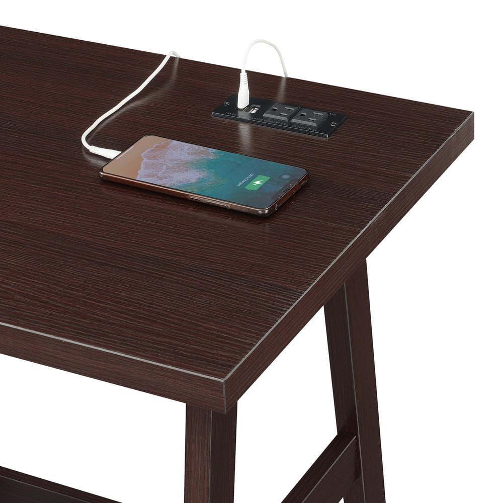 Convenience Concepts Designs2Go 29.25" Trestle Desk w Charging Station & Shelves, Espresso, All Ages