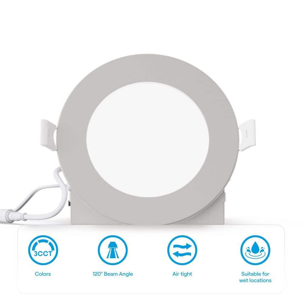 Infibrite IB-002-1-12W-HLW-24PK 6'' Tunable Color Temperature Dimmable Air-Tight IC Rated LED Canless Recessed Lighting Kit (Set of 24)