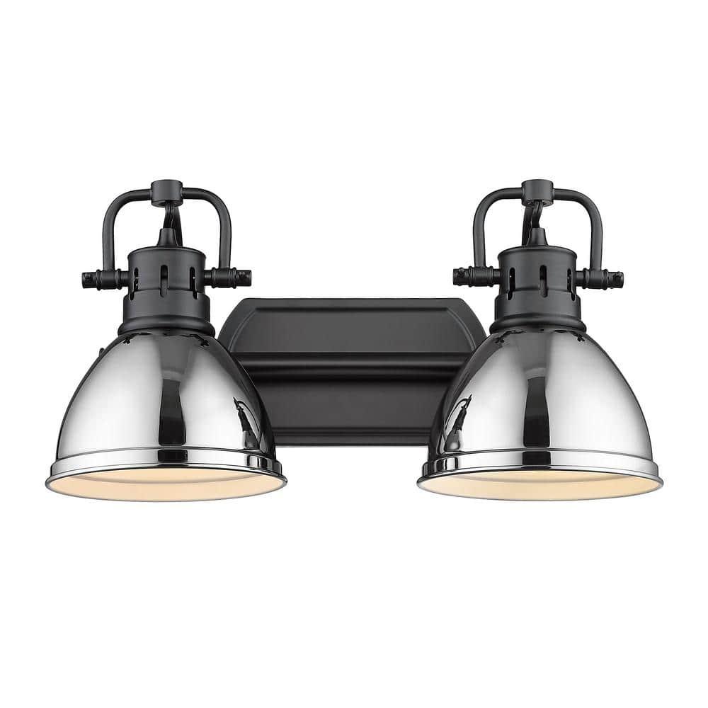 Golden Lighting Duncan 2-Light Metal Bath Vanity in Matte Black/Chrome