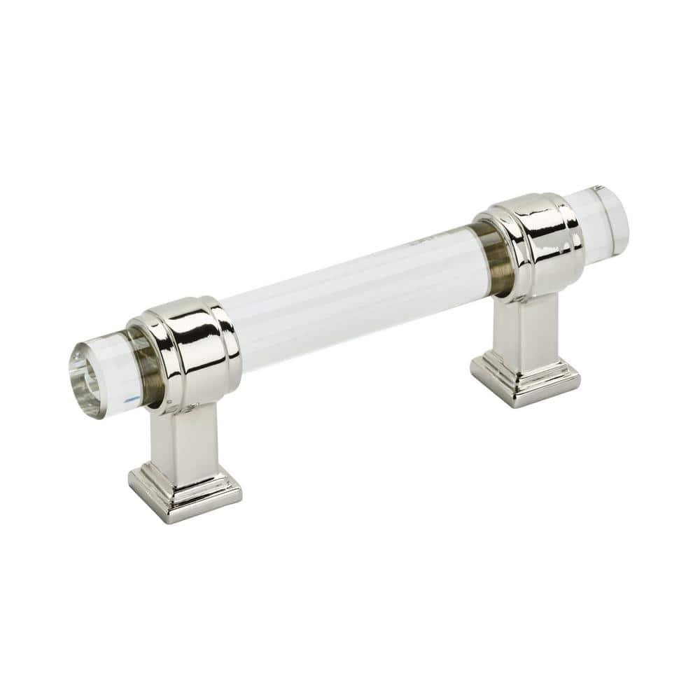 Amerock Glacio 3 inch (76mm) Center-to-Center Clear/Polished Nickel Cabinet Pull