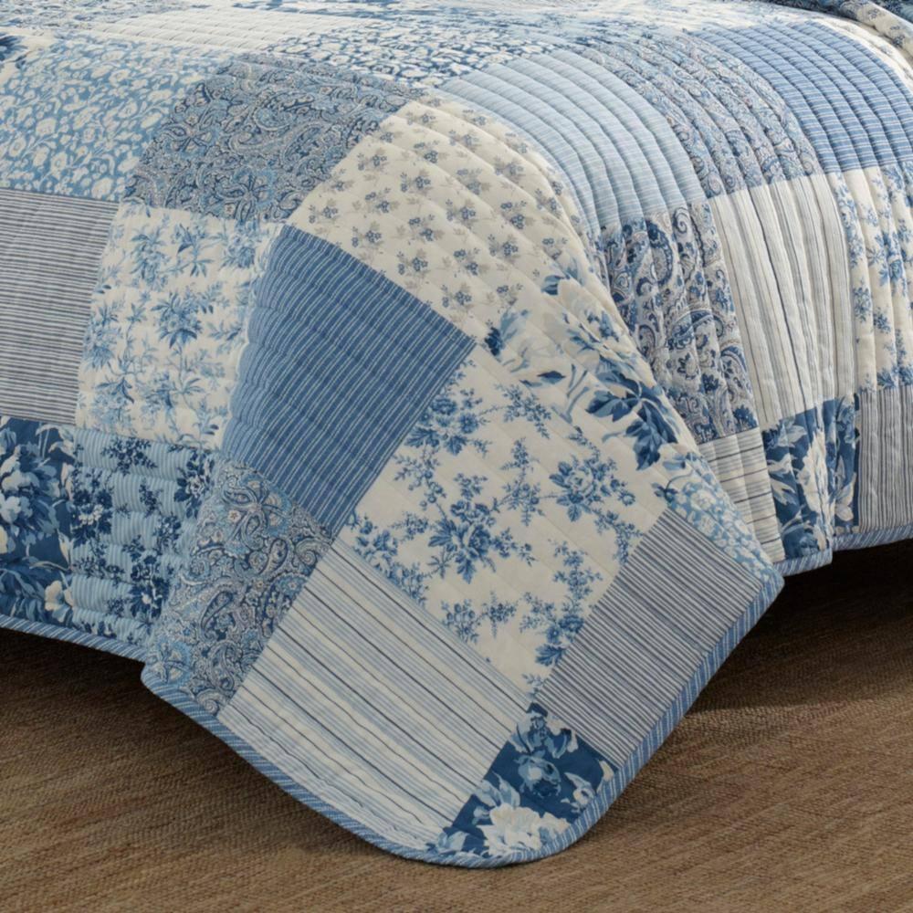 Laura Ashley Laura Ashley Paisley Patchwork Cotton Reversible Blue Quilt Set