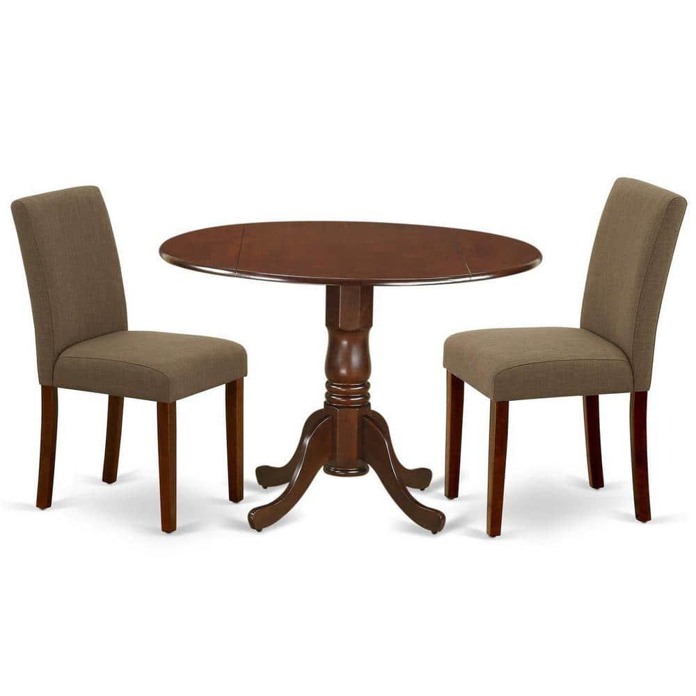 East West Furniture Dublin 3-piece Wood Dining Set in Mahogany/Coffee